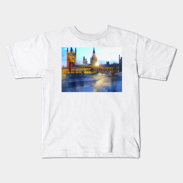 Parliament Building Blur, London Kids T-Shirt by IgorPozdnyakov